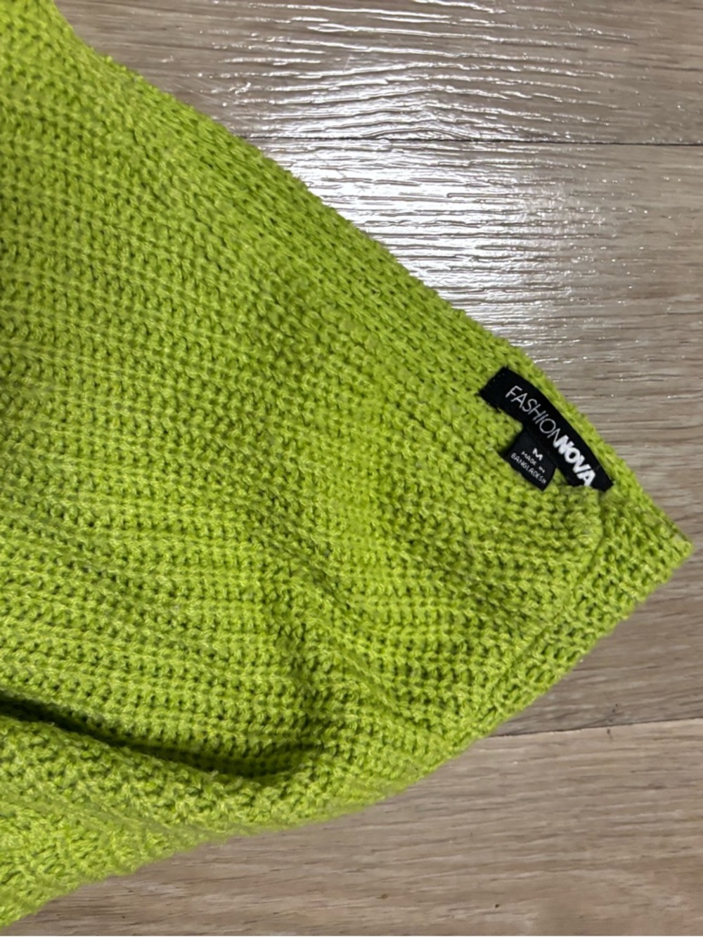 Fashion Nova Bright Lime V-Neck Knit Sweater - Picture 2 of 5